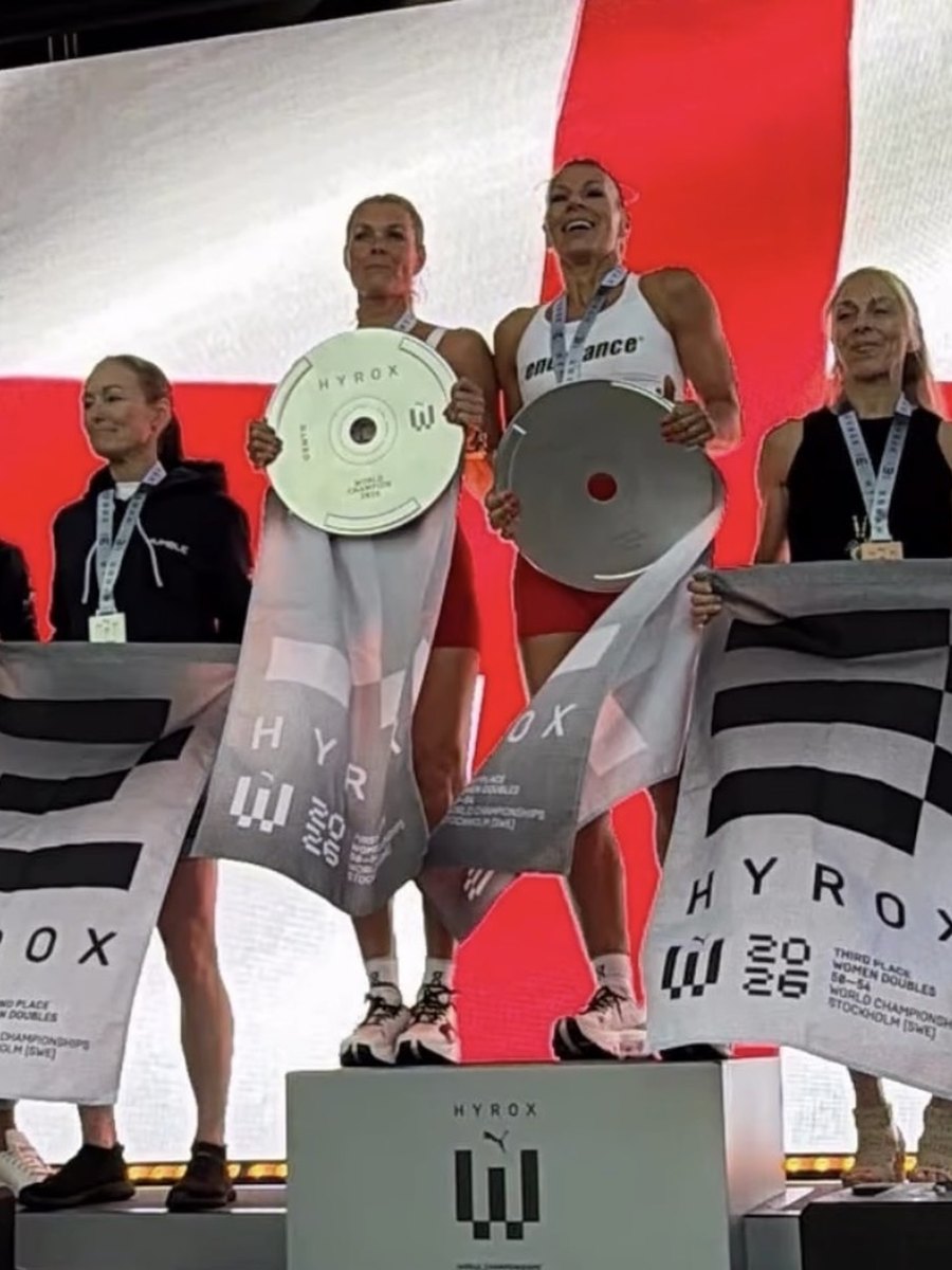 Emma Reeve on the podium at the Hyrox World Championships in Stockholm